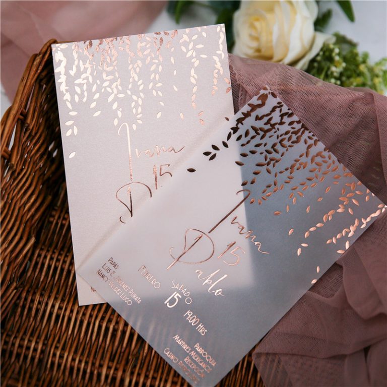 Faire-part mariage calque chic, rose gold